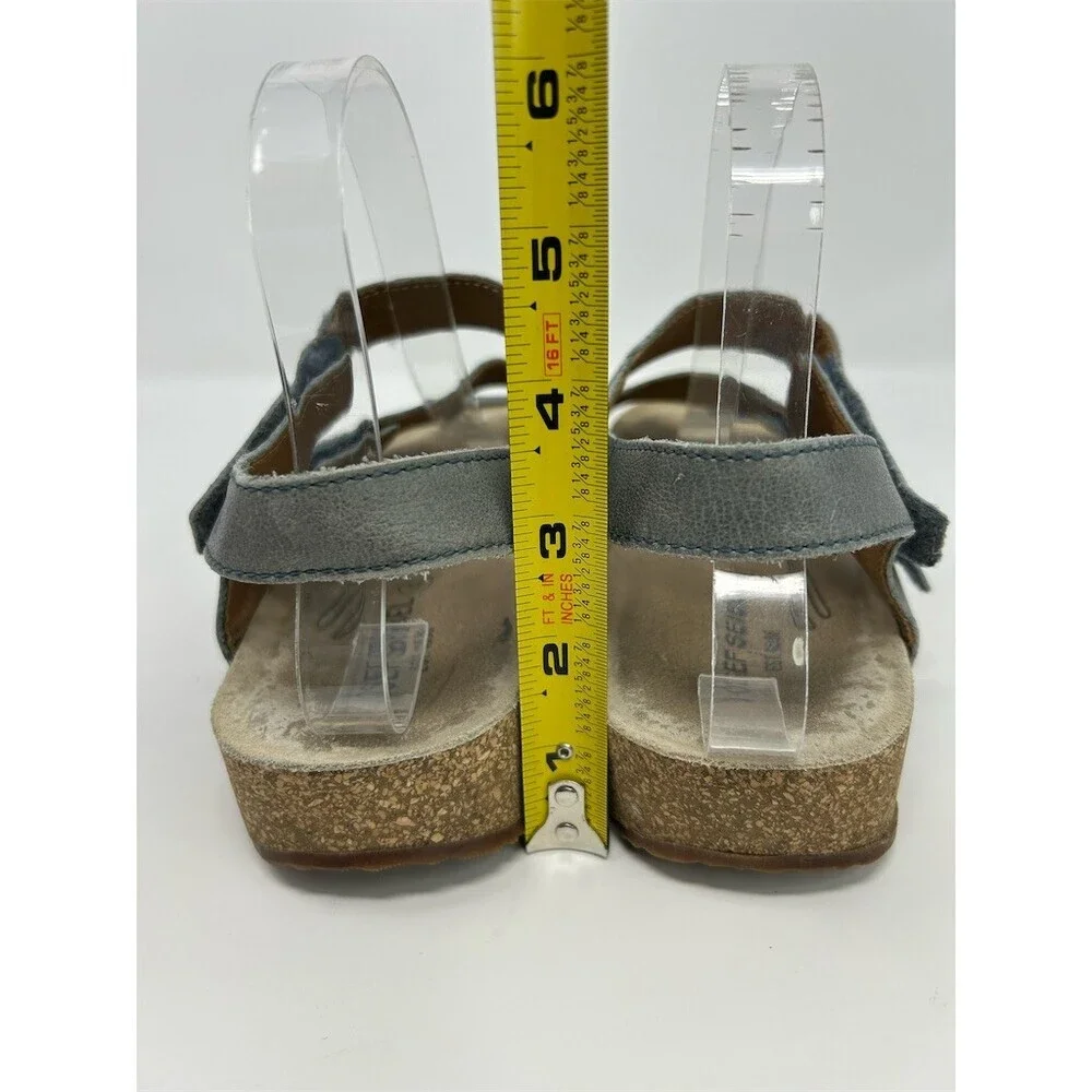 Josef Seibel Tonga 25 Womens Gray Comfort Wedge Sandals Hook & Loop Size 42